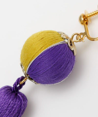 Temari Tassel Clip Earrings