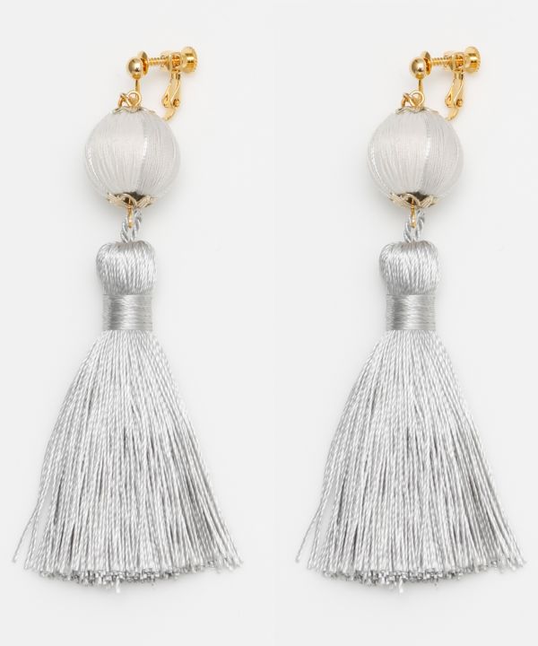 Temari Tassel Clip Earrings