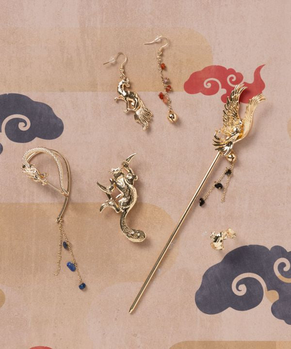 Japanese Mythical Creature Earrings by Kaya - Ametsuchi