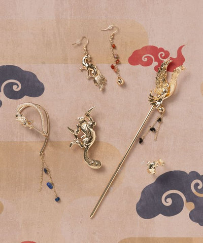 Japanese Mythical Creature Earrings by Kaya - Ametsuchi