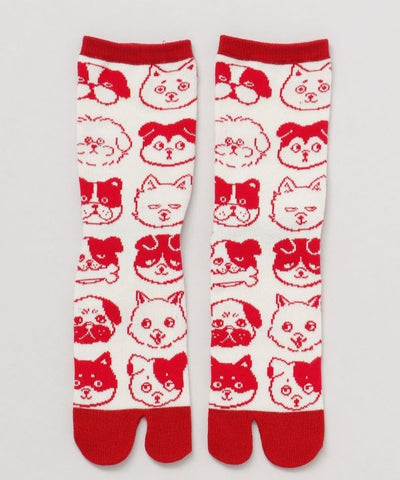 Tabi Socks - Dog Faces 23-25cm
