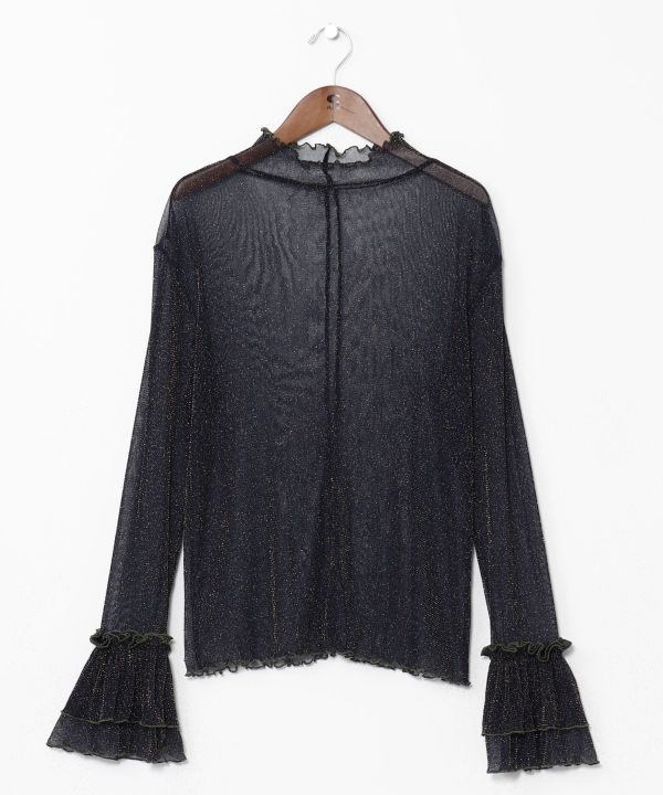 Stretchy Sheer Gold Glitter Top