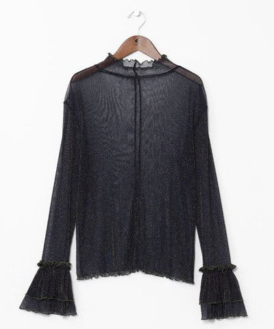 Stretchy Sheer Gold Glitter Top