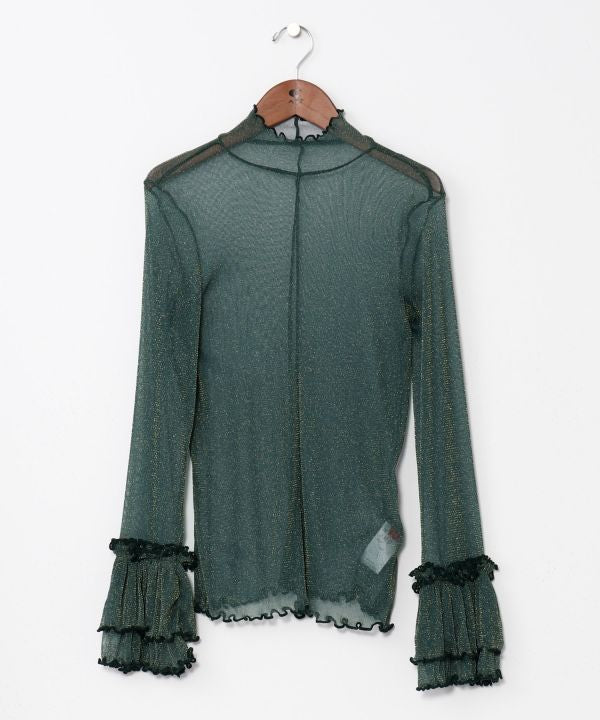 Stretchy Sheer Gold Glitter Top