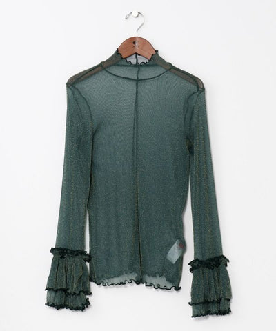 Stretchy Sheer Gold Glitter Top