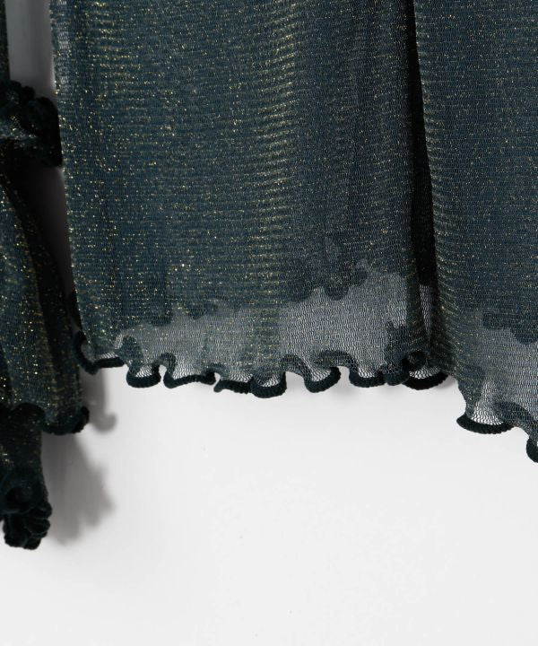 Stretchy Sheer Gold Glitter Top