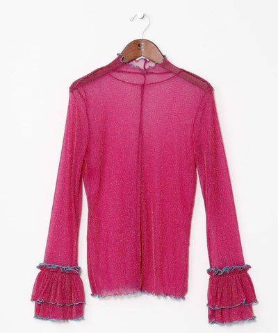 Stretchy Sheer Gold Glitter Top