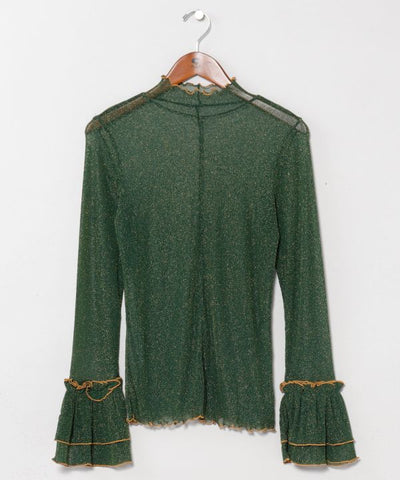 Stretchy Sheer Gold Glitter Top