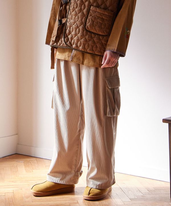 Pantalon cargo patchwork en velours côtelé pour homme