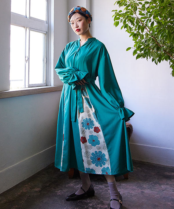 Peony Pattern Layered Dress