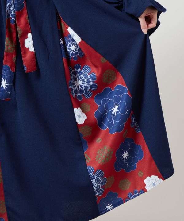 Peony Pattern Layered Dress