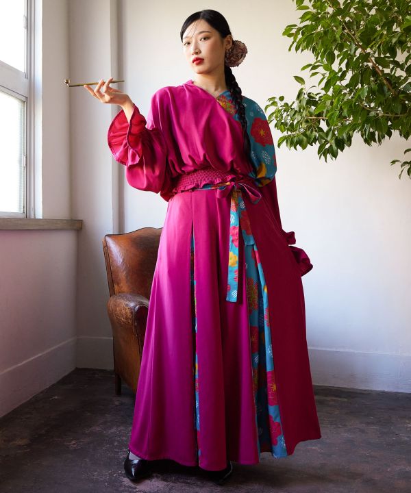 Peony Pattern Wide Pants