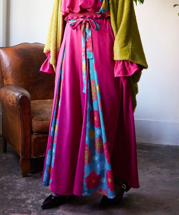 Peony Pattern Wide Pants