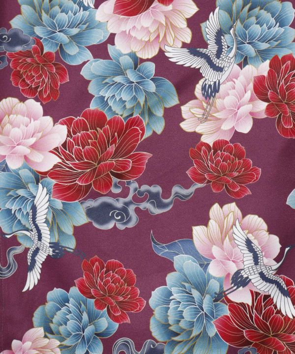 Peony Crane Kimono Wrap Top