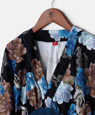 Peony Crane Kimono Wrap Top