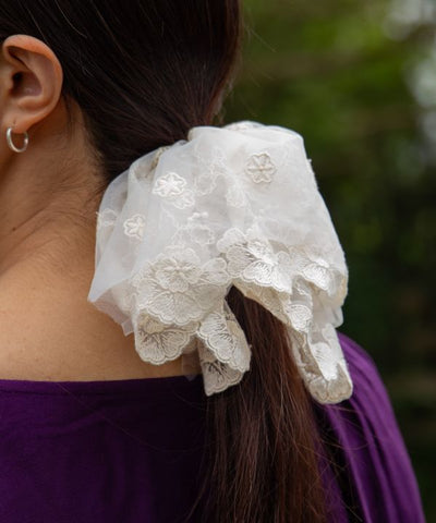 Floral Embroidery Scrunchie