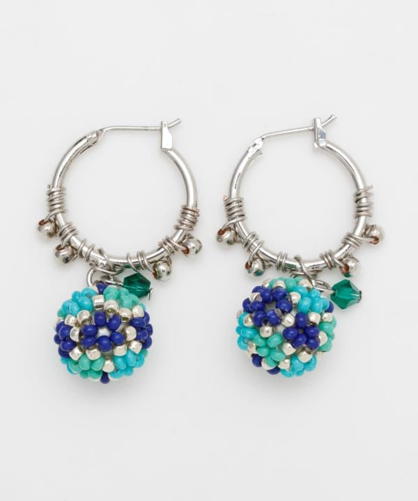 Colrful Beaded Ball Hoop Earrings