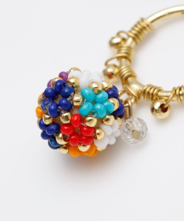 Colrful Beaded Ball Hoop Earrings