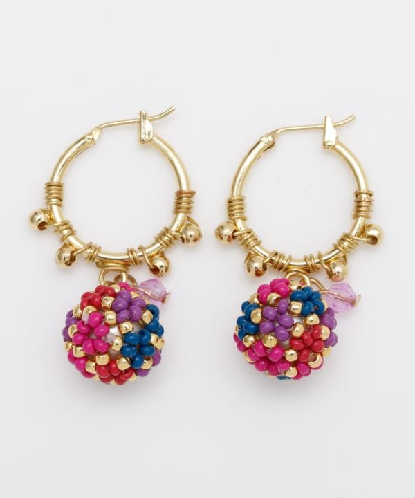 Anting-anting Lingkaran Bola Manik-manik Warna-warni