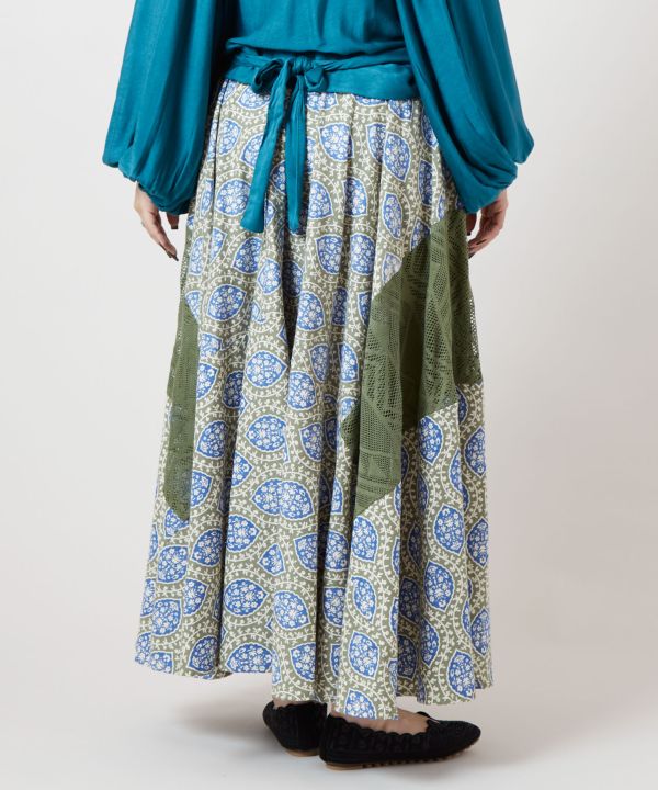 Patchwork Cotton Maxi Skirt