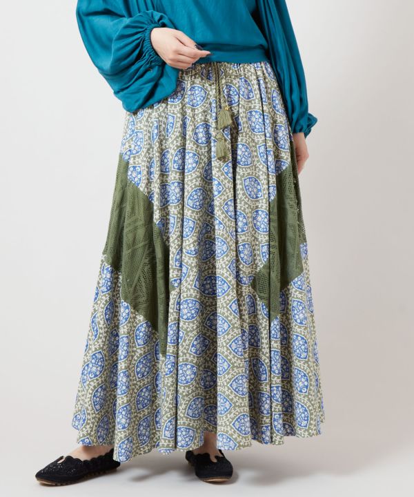 Patchwork Cotton Maxi Skirt