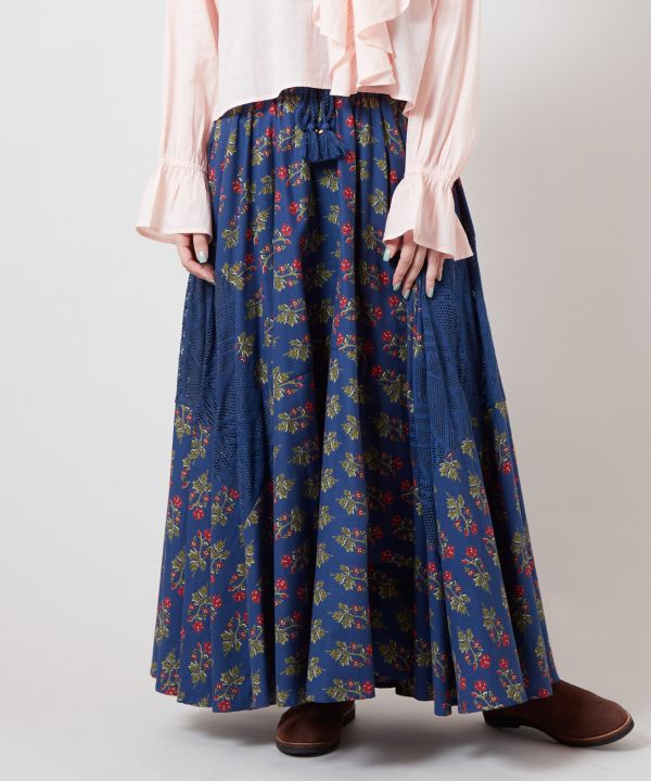 Patchwork Cotton Maxi Skirt