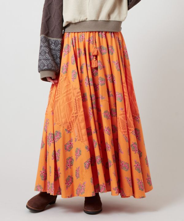 Patchwork Cotton Maxi Skirt
