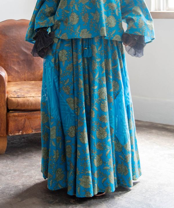 Patchwork Cotton Maxi Skirt