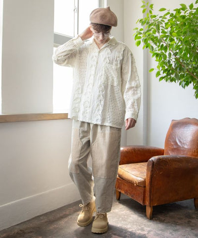 Embroidered Schiffli Patchwork Shirt