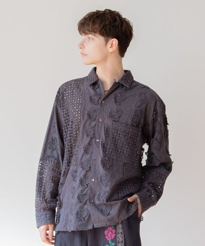 Embroidered Schiffli Patchwork Shirt