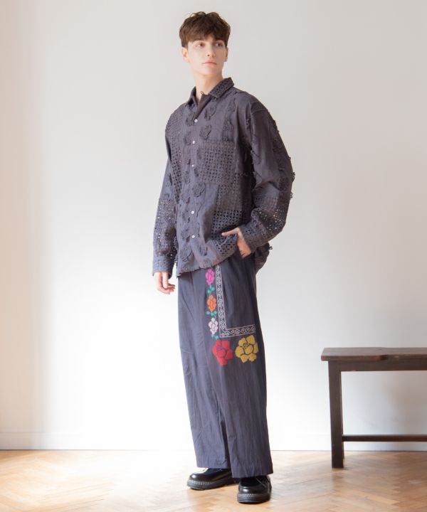 Embroidered Schiffli Patchwork Shirt