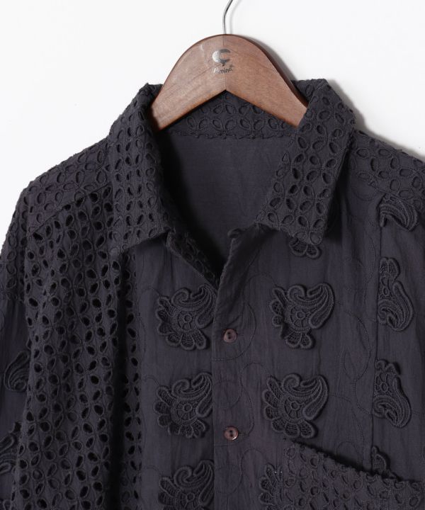 Embroidered Schiffli Patchwork Shirt