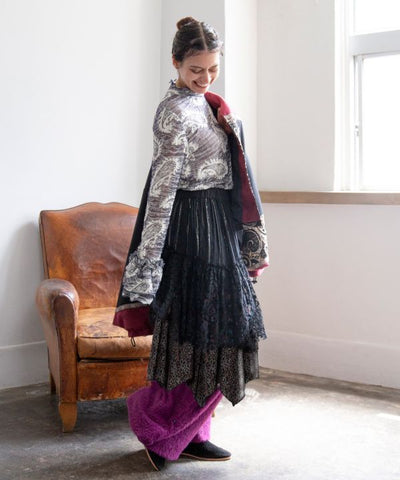 Layered Lace Midi Skirt