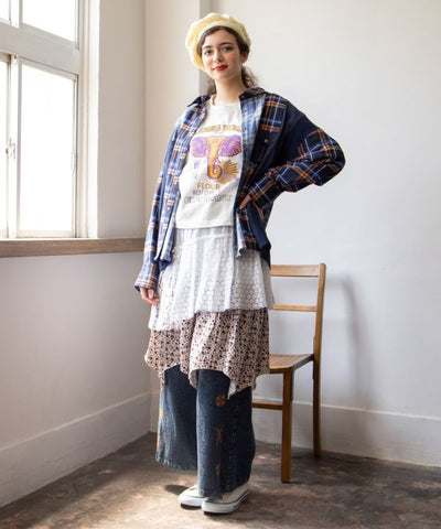 Layered Lace Midi Skirt