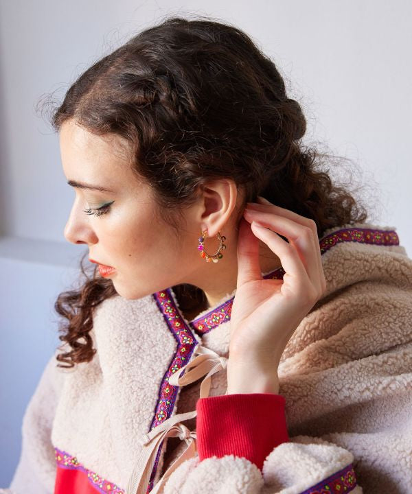 Colorful Beads Hoop Earrings