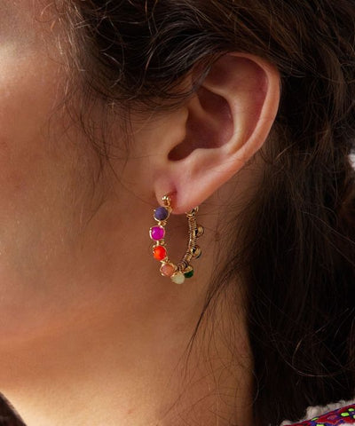 Colorful Beads Hoop Earrings