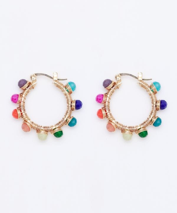 Colorful Beads Hoop Earrings