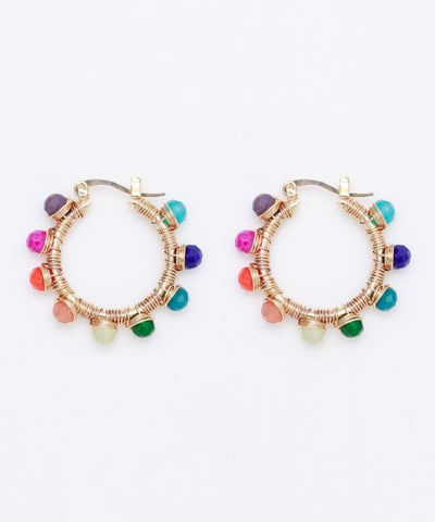 Colorful Beads Hoop Earrings