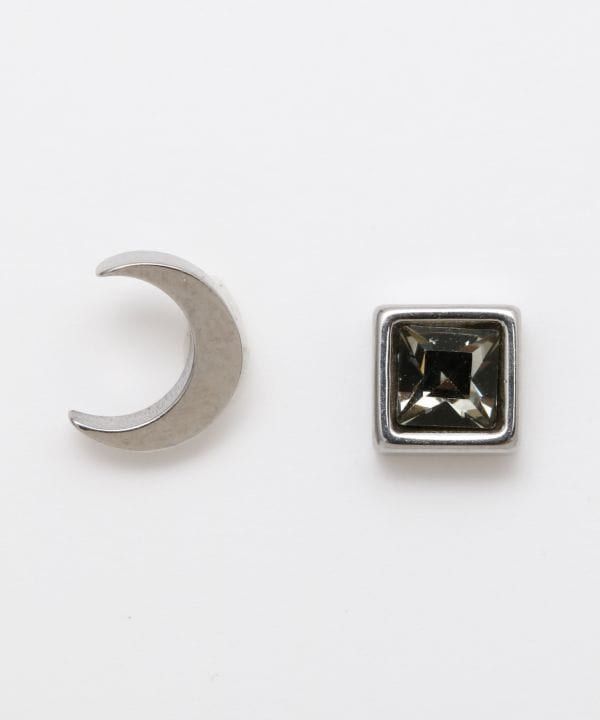Asymmetric Moon & Stone Earrings