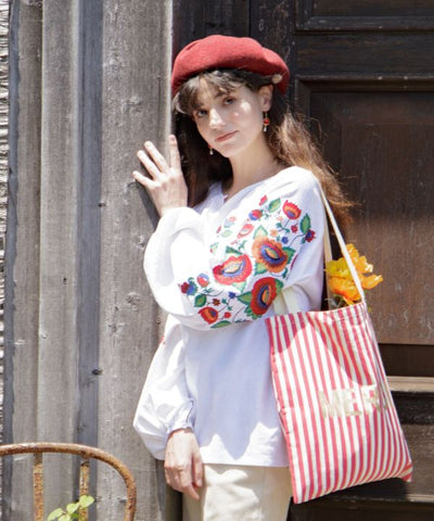 Striped Shopping Tote Bag