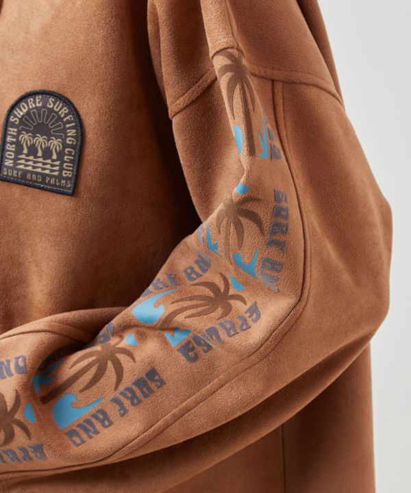 SURF＆Palms Faux Suede Hoodie