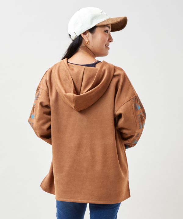 SURF＆Palms Faux Suede Hoodie