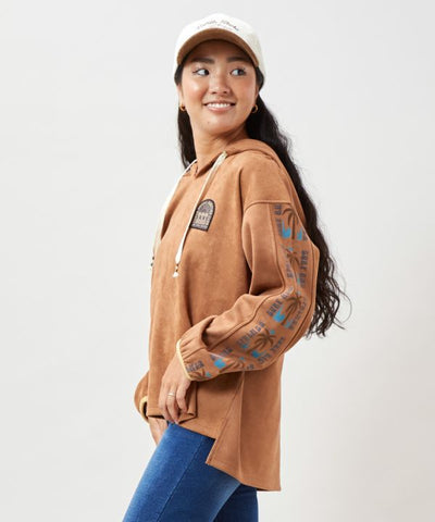 SURF＆Palms Faux Suede Hoodie