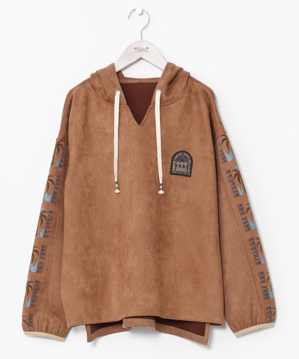 SURF＆Palms Faux Suede Hoodie