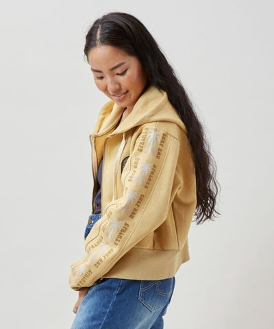 SURF＆Palms Faux Suede Zip Up Hoodie