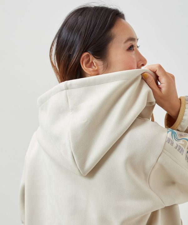 SURF＆Palms Faux Suede Zip Up Hoodie