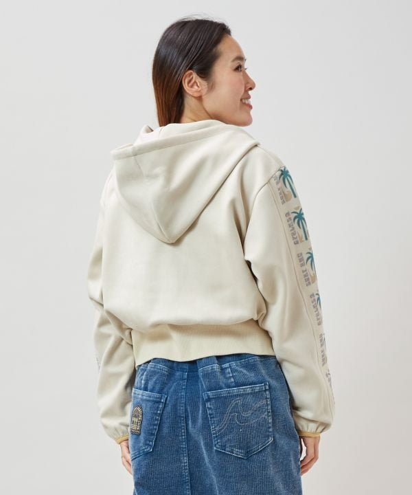 SURF＆Palms Faux Suede Zip Up Hoodie