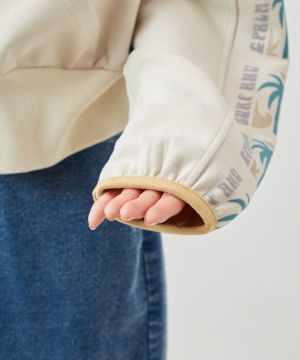 SURF＆Palms Faux Suede Zip Up Hoodie