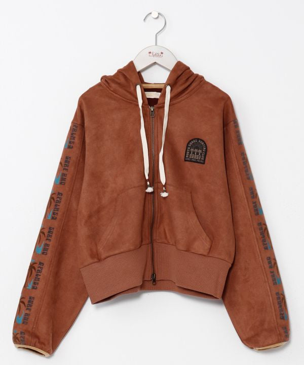 SURF＆Palms Faux Suede Zip Up Hoodie