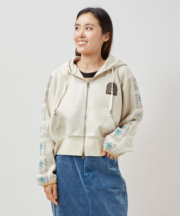 SURF＆Palms Faux Suede Zip Up Hoodie
